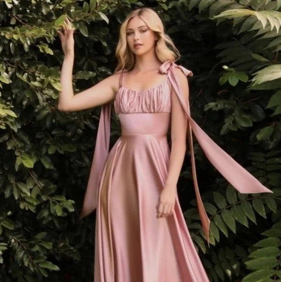 cinderella divine | Dresses | Cinderella Divine Desert Rose Bow Tie  Shoulder Strap Maxi Dress | Poshmark